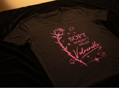Invulnerable relaxed v-neck shirt - pink on black