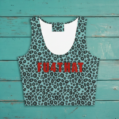 FU4THAT Blue Leopard Kiss Crop Top