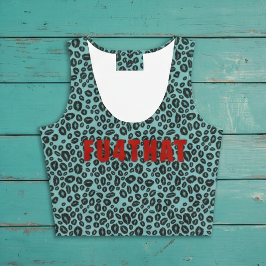 FU4THAT Blue Leopard Kiss Crop Top