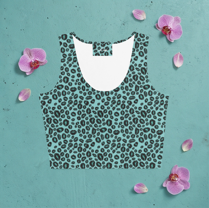Leopard Kiss Crop Top - blue