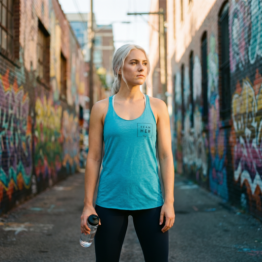 TEAM HER Racerback Tank - blue
