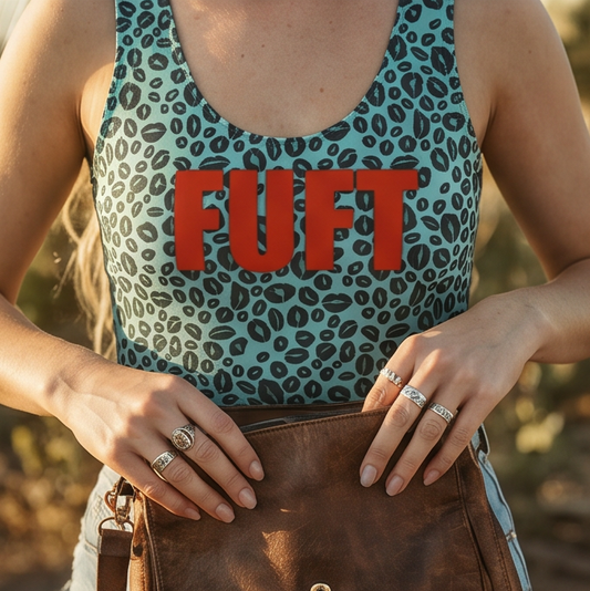 Leopard Kiss FUFT Crop Top - blue