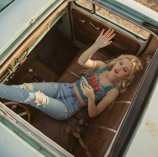 Leopard Kiss FUFT Crop Top - blue
