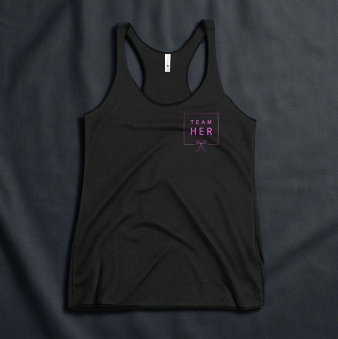 TEAM HER Racerback Tank - pink on black