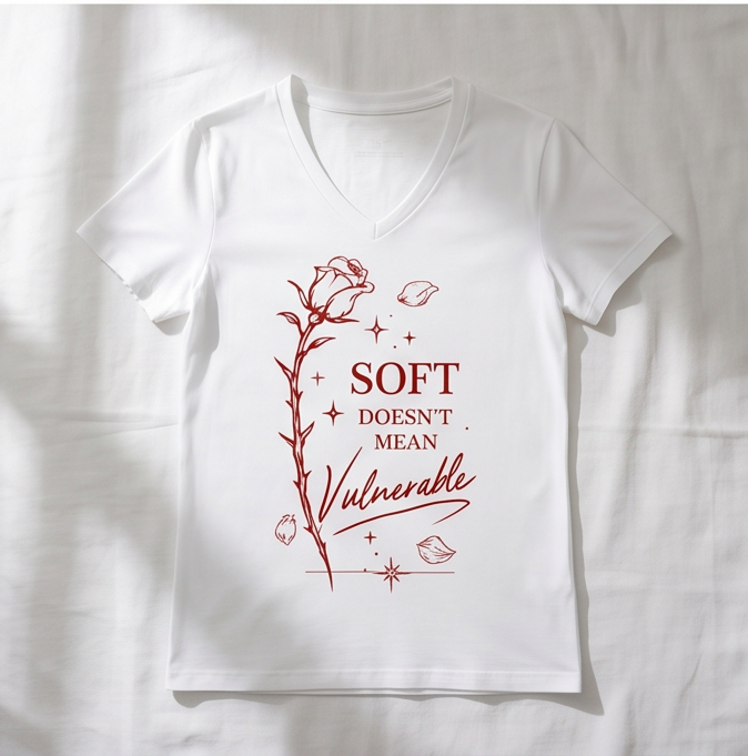Invulnerable relaxed v-neck shirt - red on white