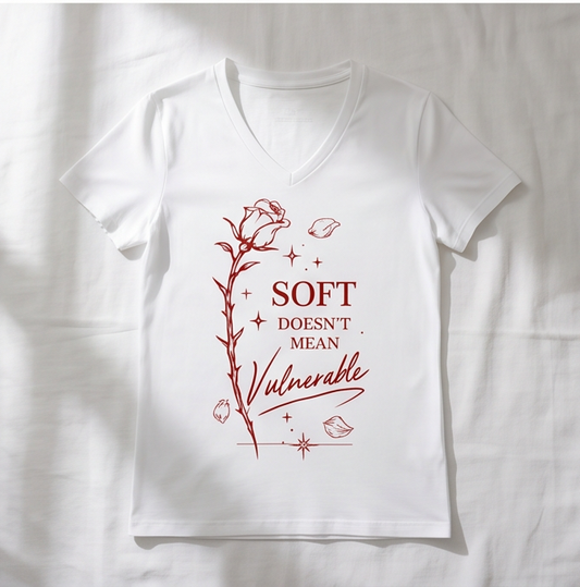 Invulnerable relaxed v-neck shirt - red on white