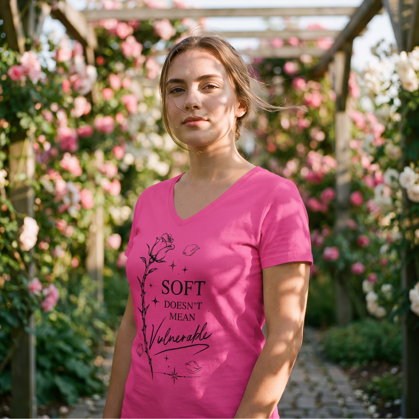 Invulnerable relaxed v-neck shirt - pink