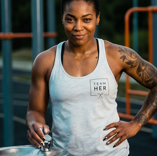 TEAM HER Racerback Tank - white