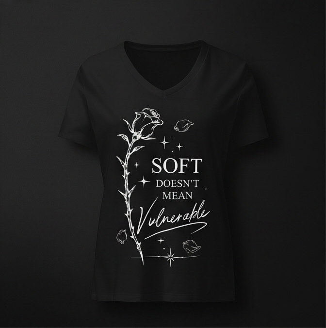 Invulnerable relaxed v-neck shirt - white on black