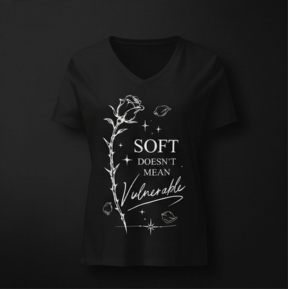 Invulnerable relaxed v-neck shirt - white on black