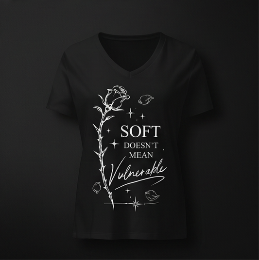 Invulnerable relaxed v-neck shirt - white on black
