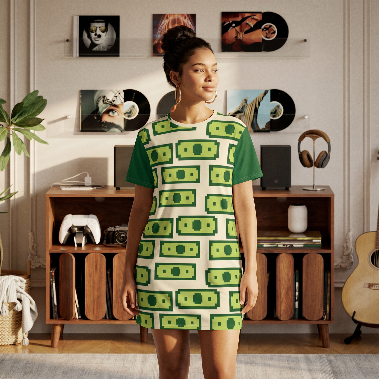 Dolla Bill T-shirt dress - green